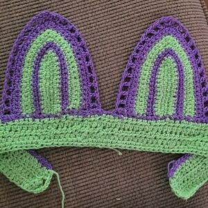 Handmade Crochet Bralette in Purple and Light Green